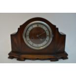 Two mantle clocks, oak and mahogany cased