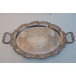 A Mappin and Webb silver plated tray with vine dec