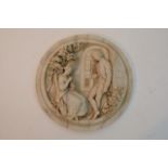 A Victorian alabaster type plaque, well carved wit