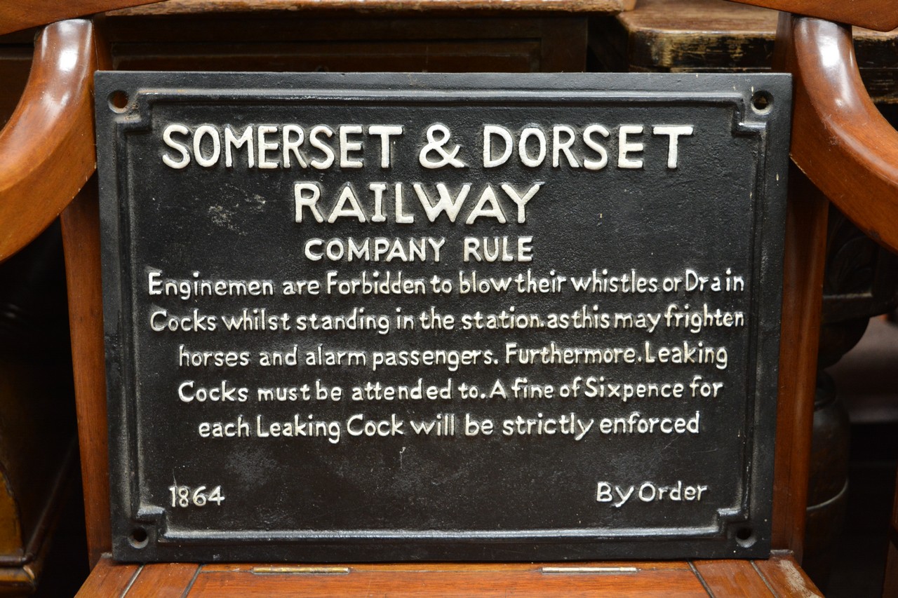 A cast iron Somerset and Dorset railway sign.