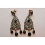 A pair of ladies diamond and sapphire Art Deco sty