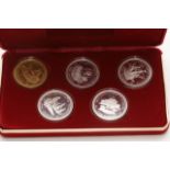 A Cased set of five Millennium proof Crowns