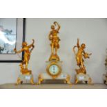 A 19th Century French gilt garniture the clock sur