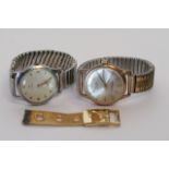 Two gents watches plus a gold tone strap (3).