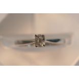 Ladies Platinum set ring with cushion cut diamond