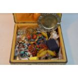 A large box of various costume jewellery including