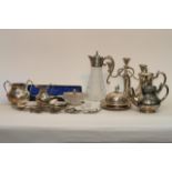 A box of plated ware various including a 3 piece t