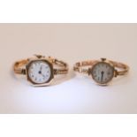 Two Vintage gold wrist watches with gold expanding