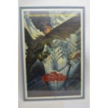 A framed film poster 'The winged serpent'.