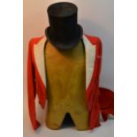 A Victorian huntmasters tailed coat and top hat, w