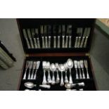 A canteen of silver plated cutlery and a box of si