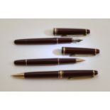 A cased set of three Mont Blanc pens, one fountain