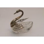 A posy vase in the form of a swan with 925 silver