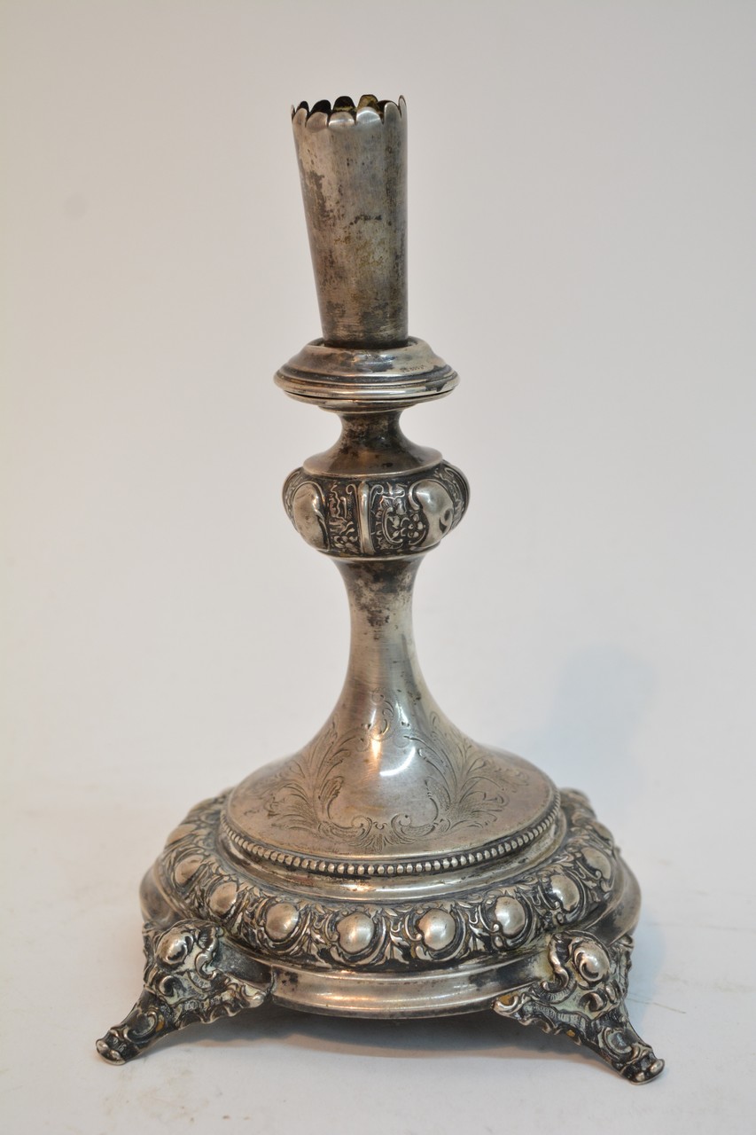 A silver glass epergne base
