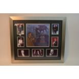 A framed Frank Sinatra photo and album montage bea