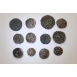 A bag of various coins displaying Ancient Roman ty