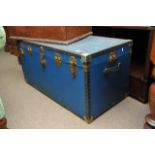 A large blue trunk with studwork detail