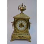 A French brass mantel clock in classical style, ci