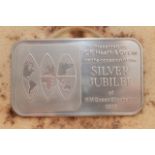 A pure silver 999 Silver Jubilee ingot, 500g in a