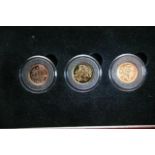 A three coin gold set, 'The Three Angels' coin set