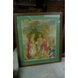A 19th Century framed Tapestry depicting figures i