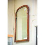 A George I walnut framed wall mirror, some later a