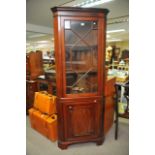 A mahogany corner display cabinet, approx 198cm x