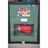 A boxed framed signed Marvin Hagler boxing glove