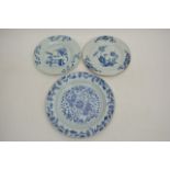 Three 18th century Chinese blue and white plates p