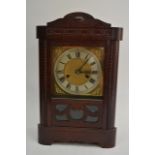 A Continental eight day oak cased mantle clock, th