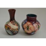 Two boxed Moorcroft examples comprising a small '