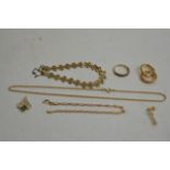 A quantity of 9ct gold Jewellery bracelets earring