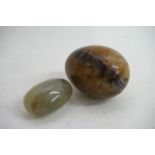 A blue John egg and a polished pebble (2).