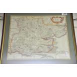 A framed and glazed Robert Morden map of Essex, ap