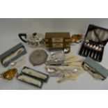 A box of silver plated ware including three pierce