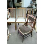 Three Edwardian inlaid chairs plus a smaller inlai