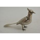 A 19th century silver novelty bird with ruby caboc