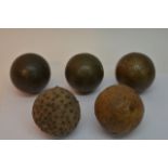 12 Early French Boules for playing Petanque,2 wood