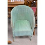 A green painted Lloyed Loom chair