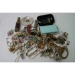 A bag of various costume jewellery with game console