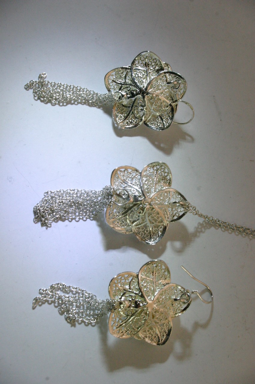 Silver Flower Pendant and Earrings (Rosos Design) - Image 3 of 3