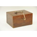 Small heavy steel strong box with key in simulated