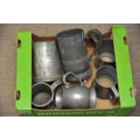 Six various antique pewter tankards