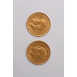 Two gold half sovereigns, 1912.