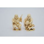 Two late 19th century Japanese Netsuke Ivory carvi