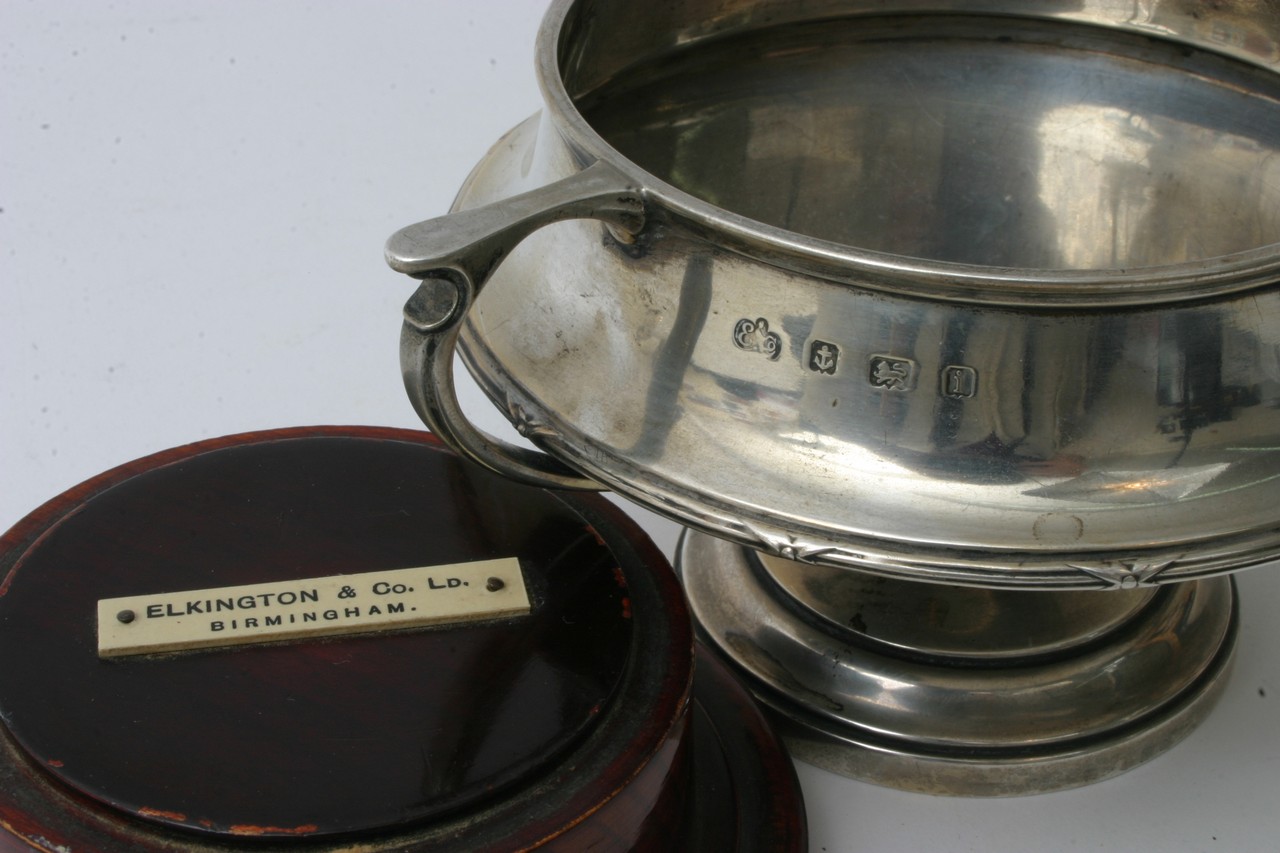 An Elkington silver trophy cup on wooden stand, ap - Image 3 of 3
