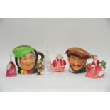 Two Royal Doulton character jugs, two Doulton figu