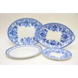 Four blue and white oval dishes to include Wedgewo