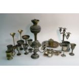 A collection of metalware including silver plate a