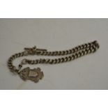 A Vintage silver watch chain with attached silver